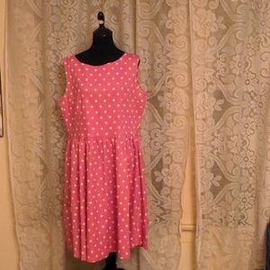 Pink dress with white pokadots